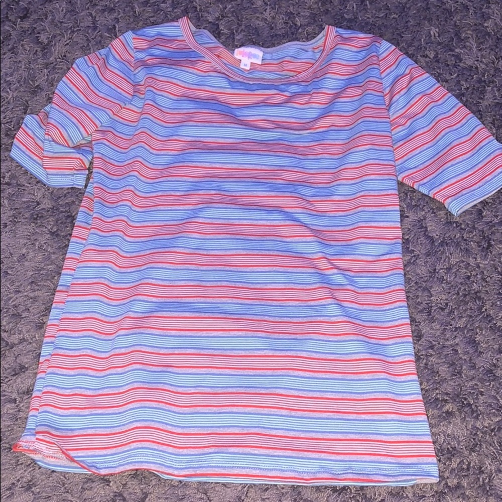 red and blue striped shirt half sleeve